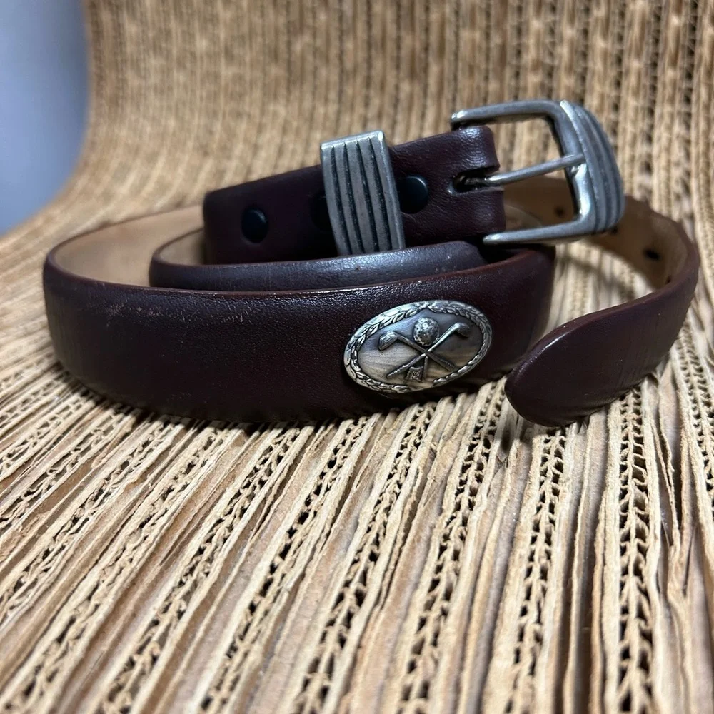 Vintage Brown Leather Golf Belt